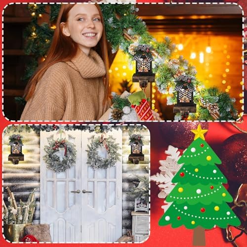 Therwen 2 Pcs Christmas Stocking Holders Lantern, LED, Snowflakes, Bronze - Image 5