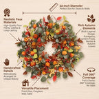 Fall Eucalyptus Lantern pods Wreath 22 Inch Front Door Decor - Image 4