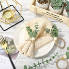 JarThenaAMCS Napkin Rings Set of 30 Rustic Eucalyptus Leaf Rings Wood Bead Farmhouse Napkin Ring for Spring Summer Weddings Christmas Party and Easter Table Decoration - Image 4
