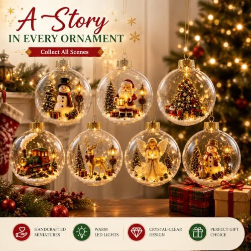Glowing Christmas Story Ornament Light-up Mini Holiday Scene (8PCS) - Image 3