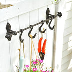 Sungmor Vintage Cast Iron Wall Hook Rack - Rustic Farmhouse Wall-Mounted Hanger for Coats, Keys, Mugs, Towels - Heavy Duty Decorative Organizer with 4 Removable Hooks - Image 4