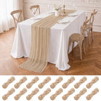 16 Pack Beige Cheesecloth Table Runners, 20x120 Inch by FXKS