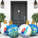 Jetec 4 Pcs 24 Inch Large Hanukkah Inflatable PVC Ball White and Blue Jewish Menorah Ornaments Hanging Hanukkah Inflatable Decoration Blow up Decoration for Chanukah Lawn Yard Garden Home Porch Decor by Jetec