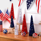 6 Pcs Red White Blue Glitter Cone Trees 4th of July,Independence Day - Image 6