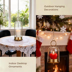 5"&4" Hurricane Glass Candle Holders, Hanging Brass Metal Candle Holder - Image 3