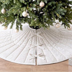 48 Inch Dusty Velvet Quilted Christmas Tree Skirt, White - Image 5