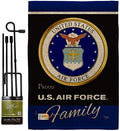 Air Force Proudly Family Burlap Garden Flag - Set with Stand Armed Forces USAF United State American Military Veteran Retire Official - House Banner Small Yard Gift Double-Sided 13 X 18.5 by Breeze+Decor