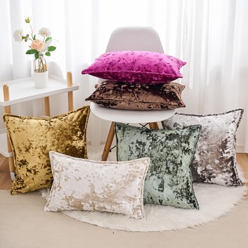 Premium Series, Crushed Velvet Throw Pillow Covers, Luxury Thick Cushion Cases for Home Decor, Eggplant Purple, 18x18 Inch, Covers Only - Image 7