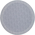 Bodrum Pearls Round Embroidered Placemats Set of 4 – 15" Elegant Table Mats for Dining, Weddings & Special Occasions, Decorative, Wipe-Clean Vinyl Placemats, Bluebell/White by Unknown