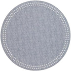 Bodrum Pearls Round Embroidered Placemats Set of 4 – 15" Elegant Table Mats for Dining, Weddings & Special Occasions, Decorative, Wipe-Clean Vinyl Placemats, Bluebell/White by Unknown
