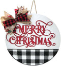Wood front door sign Wood sign Home decor Welcome sign Sign for front door House warming gift Wedding gift (B/W Plaid-Plaid Christmas-DS087(NC) P002, 15" Width) by Unknown