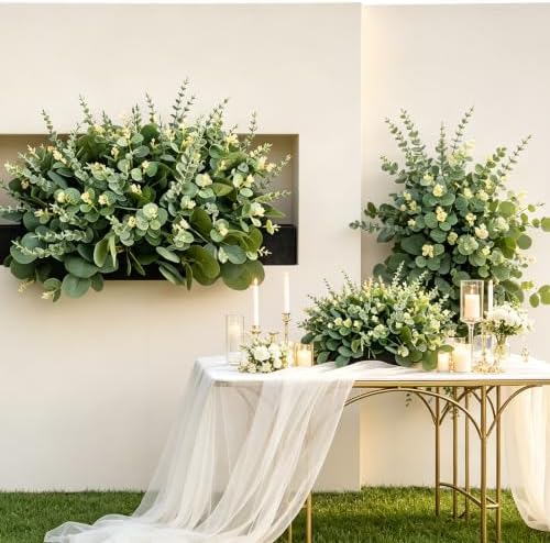 130PC Faux Eucalyptus Stems Silver Dollar Eucalyptus Stems Wedding Decor - Image 7