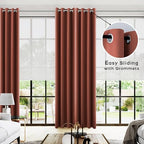 KOUFALL Thermal Curtains for Winter Insulated,Floor Length Curtain Black Out 96 Inch Long 2 Panels Set Blackout Warm Keep Cold Out Curtains for Living Room Bedroom Terracotta Rust Brick Red - Image 3