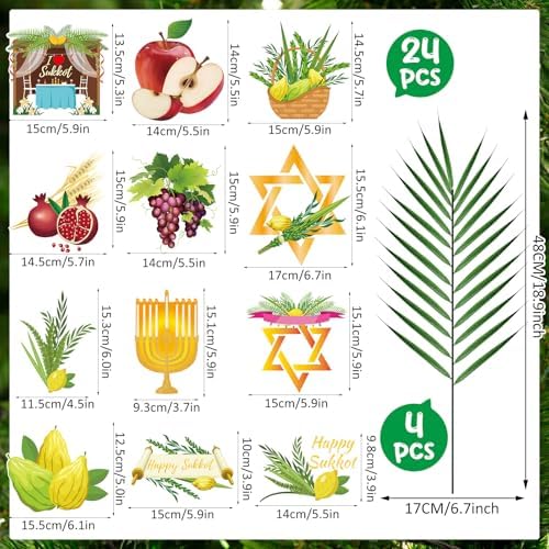 Thiccywoov 102 Pcs Happy Sukkot Party Decor Set, Hanging Ornaments - Image 3