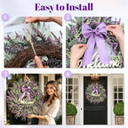 26 Inch Purple Lavender Wreath for Front Door, Lifelike Artificial Eucalyptus Door Hanger with Welcome Sign, Fade-Resistant Floral Ring for All Seasons Home Decor, Farmhouse Wall Ornament - Image 7