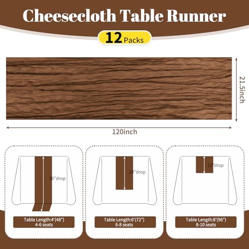 12 Pack Brown 10Ft Cheesecloth Table Runner - Image 2
