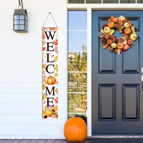 47" 2 in 1 Fall Welcome Porch Sign Halloween Wooden Decor - Image 6