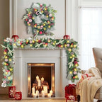 WANNA-CUL Pre-Lit 6ft Red White Christmas Garland with 30 LED Lights - Image 6