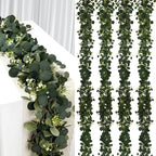 YIJXPOIN Eucalyptus Garland, 8 Packs 6FT Green Flower Garland Decor, Artificial Faux Eucalyptus Leaves Greenery Vines for Table Runner Wedding Bedroom Mantle Centerpieces Backdrop Decorations by Unknown