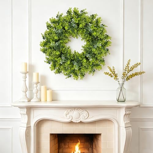 28'' Boxwood Wreath for Front Door, Spring Wreaths for Outdoor Indoor Decor - Image 6