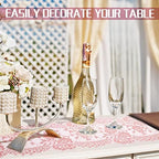 Newwiee 10 Pcs Lace Table Runner Floral, 14''x120'', Rose Pink - Image 4