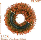 U'Artlines 17" Fall Front Door Boxwood Wreaths, Artificial Harvest Wreath - Image 3