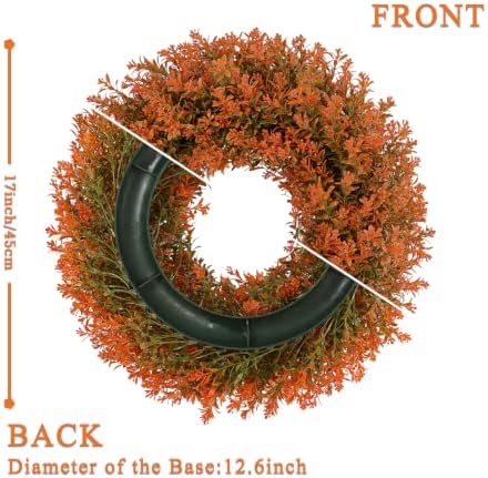 U'Artlines 17" Fall Front Door Boxwood Wreaths, Artificial Harvest Wreath - Image 3