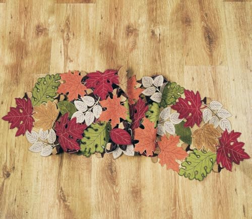 KEVA Fall Table Runner 90inches Long, Thanksgiving Harvest Cutwork Embroidered Table Runner 13in x 90in, Autumn Maple Leaves Table Decoration for Home Dining Kitchen Table - Image 6