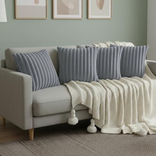Dark Gray Throw Pillow Covers 20 x 20 Set of 4, Cute Boho Throw Pillow Cover for Couch/Bed, Decorative Pillows Covers for Sofa/Bed, Accent Pillow Covers for Living Room, Rustic/Home/Room Decor - Image 5
