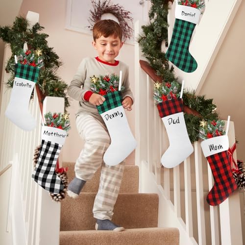 Tatuo 12 Pack Christmas Burlap Stockings Hanging,Novel Color - Image 5