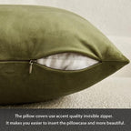 MIULEEVelvet Soft Euro Throw Pillow Covers 24x24 Inch Light Olive Green - Image 6