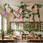 Chivao 69 Pcs Jungle Party Decoration Include 8 Hanging Plush Monkey Stuffed Animal, 10 ft Artificial Rattan, 50 Palm Leaves with 10 Fake Ivy Vine for Classroom Birthday Party Favor(4 Colors) - Image 5