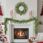 9FT Real Touch Artificial Cedar and Eucalyptus Garland with Vibrant Accent Berries - Flexible Greenery Decor for Mantel, Staircase, Banister, Doorway - Image 4
