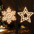 50L Lighted Christmas Sculpture,Including: Snowflake x1,Star x1, for Holiday Indoor and Outdoor Wall Door Christmas Window Decorate by JUSTPRO
