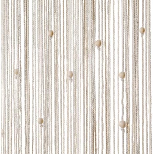 BECHAEO Boho Macrame Beaded Curtain with Tassels, White 2 Panels 35" x 79" - Image 4