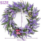 20" Lavender Wreath with LED Lights & Butterflies, Front Door Decor - Image 2