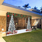 7x16ft Christmas Garage Door Decorations Christmas Barn Xmas Tree Christmas Ball Snowflake Garage Backdrop for Xmas Eve Holiday Outdoor Wall Decor Winter Holiday Background Sign for Garage Door - Image 3
