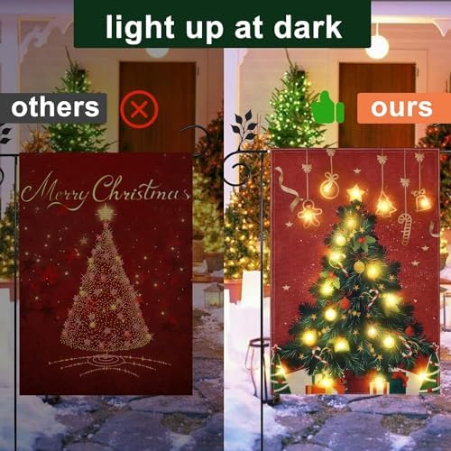 Lighted Christmas Garden Flag for Outside, Xmas Tree, 28x40 In - Image 4