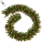 9FT Prelit Artificial Christmas Garland with Dual Color LED Lights and Timer by Remote Control and Batteries Operated for Mantle Stairs Fireplace Door Xmas Decoration, Indoor Outdoor, Green by AmerzestXmastree