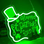 Happy St. Patrick's Day Art Neon Signs Shamrock LED Neon Lights Dimmable Wall Decor for Kids, Room, Office, St Patrick's Day Party Gift Art for Boys Girls-12.83 x 12.2 IN-USB Powered-Acrylic - Image 5