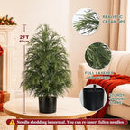 Grooy 2FT Artificial Cedar Topiary Trees, 2 Pack Fake Shrubs with Pot - Image 4