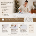 Hollowfly 48 Inch Ruffled Velvet Christmas Tree Skirts White Tree Skirt - Image 3