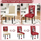 Christmas Chair Covers Set of 6 Snowman Xmas Tree Stretch Parsons Slipcover - Image 4