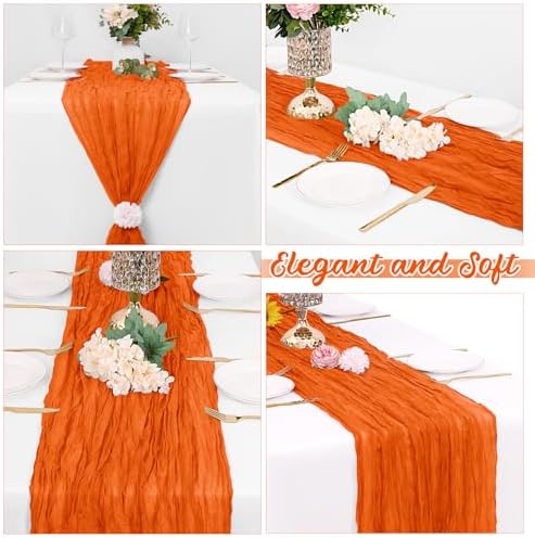 16 Pack Orange Cheesecloth Table Runners 20x120 Inch Gauze Table Runner 10FT Easter Cheese Cloth Table Runner Rustic Sheer Runner for Wedding Baby Shower Birthday Party Table Decor - Image 4
