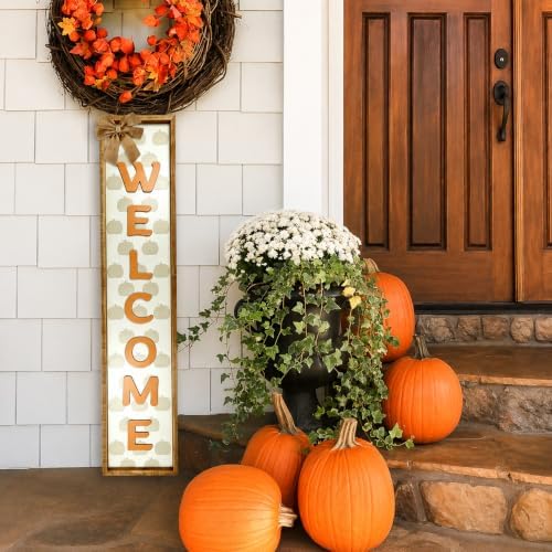 Fall Welcome Porch Sign 45 x 9 Inch Wood Decor with Raised Letters and Bow - Image 6