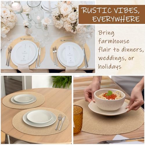 Kochorie 100 Pieces Burlap Placemats 15 Inch Round - Image 7