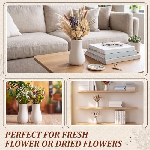 Tioncy 15 Pack White Ceramic Bud Vases Bulk Boho Small Flower Vase White Ceramic Vases for Centerpieces for Dry Flowers Pampas Grass Home Wedding Table Decor (3.9"*2.76", Minimalist) - Image 6