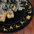 Black Christmas Tree Skirt 60 Inch - Velvet Santa Sleigh Xmas Decor by Scritism