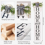 47.2" Two Sided Welcome Sign for Front Porch with Wreath Bow, Large Wooden Home Sweet Home Outdoor Decor, Long Vertical Leaner Standing Outside Front Door Yard Rustic Farmhouse Decorations - Image 3