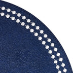 Bodrum Pearls Round Embroidered Placemats Set of 4 – 15" Elegant Table Mats for Dining, Weddings & Special Occasions, Decorative, Wipe-Clean Vinyl Placemats, Navy/White - Image 2